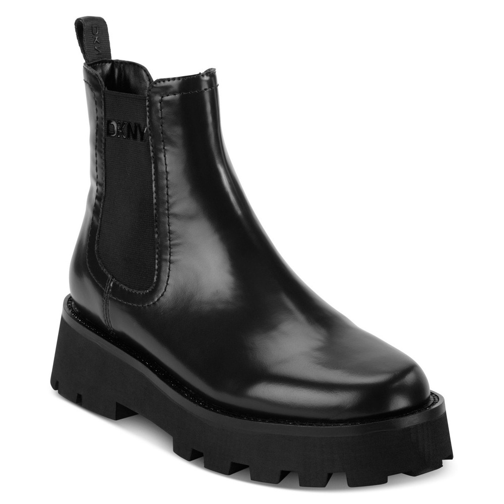 DKNY Womens Senni Chelsea Booties Black Lug Sole Platform Boots 9M NWT